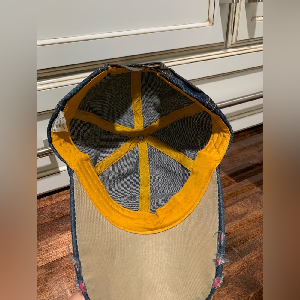 PATRIOTIC BLING WITH AMERICAN FLAG PATCH HAT BALL CAP ADJUSTABLE BLUE DENIM - Picture 5 of 7